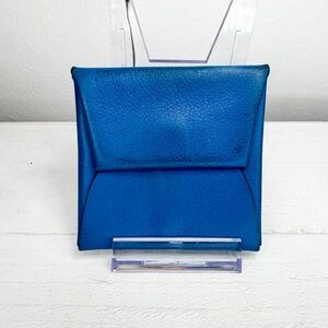 Hermès Bastia Blue Leather Snap Coin Purse Wallet Made in France